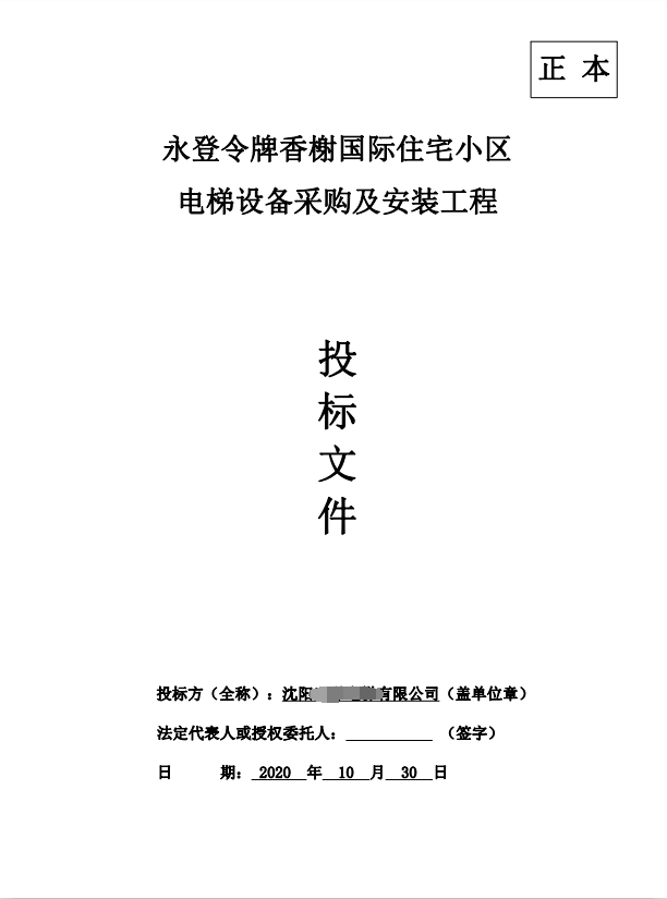 电梯设备采购及安装标书模板第1张图片